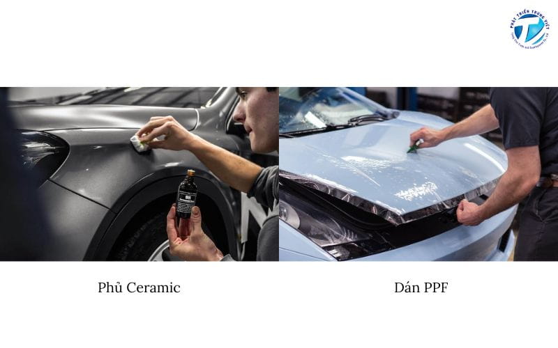 Phủ ceramic với dán ppf ô tô thực tế 